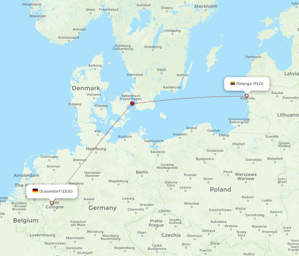 PLQ-DUS flight routes