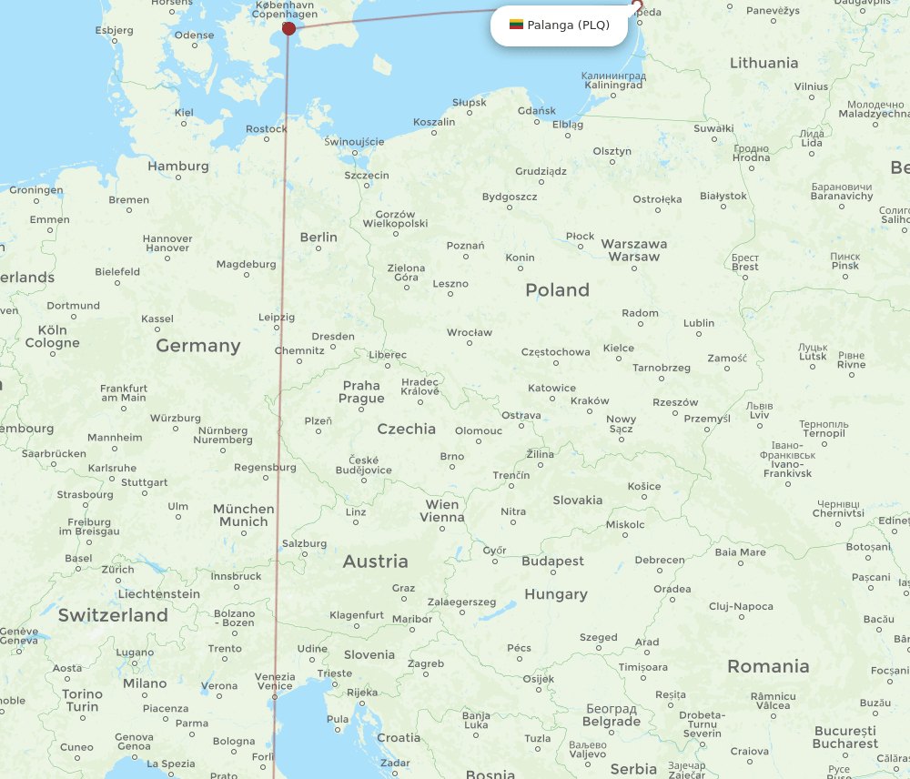 PLQ-FCO flight routes