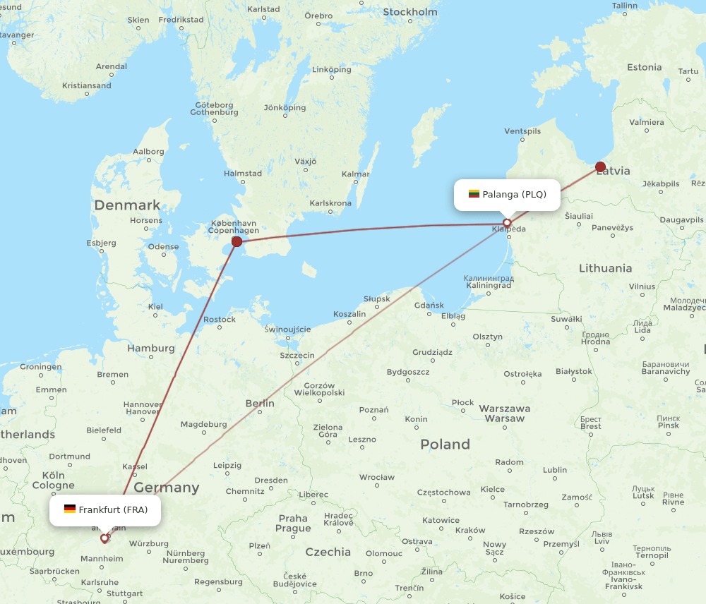 PLQ-FRA flight routes