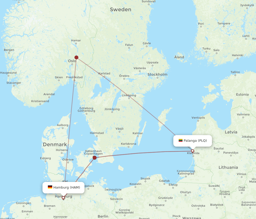PLQ-HAM flight routes