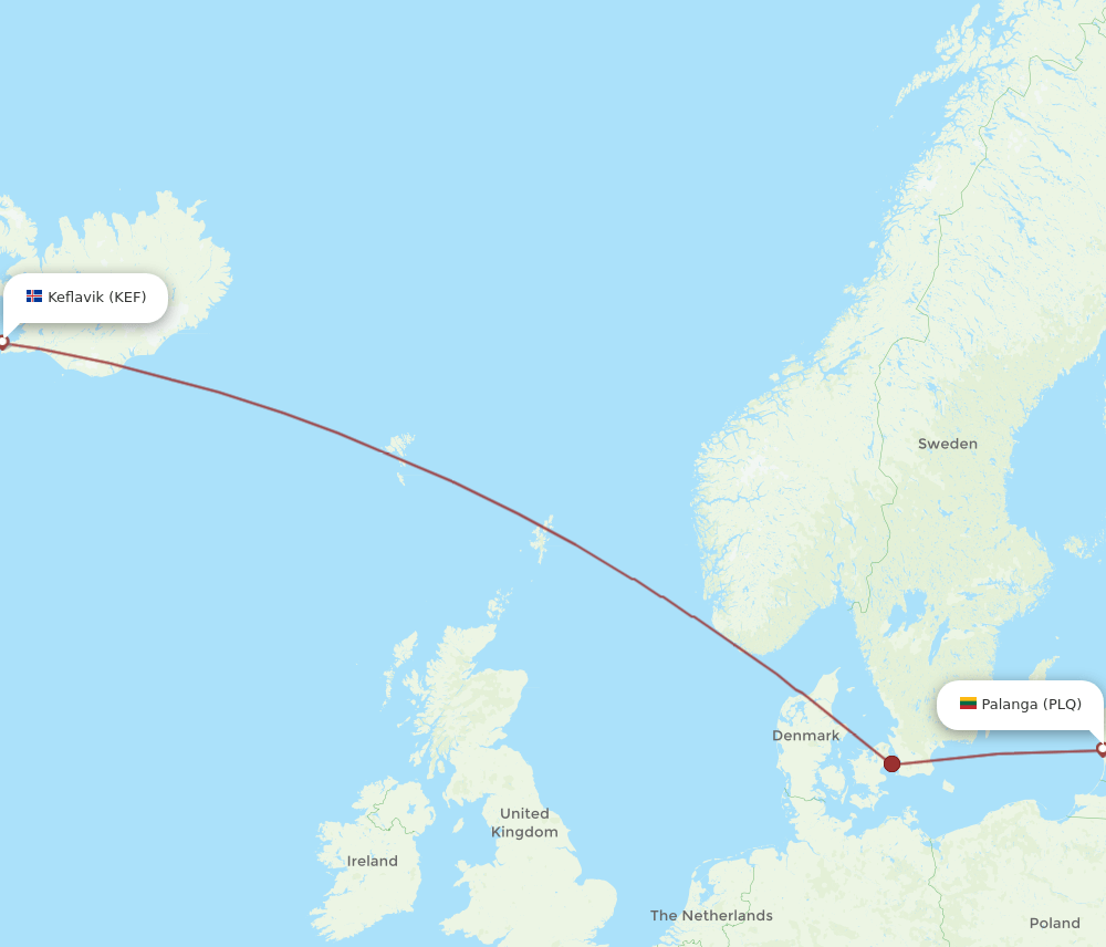PLQ-KEF flight routes