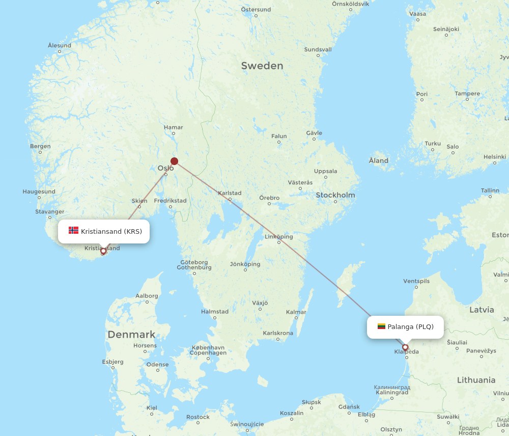 PLQ-KRS flight routes