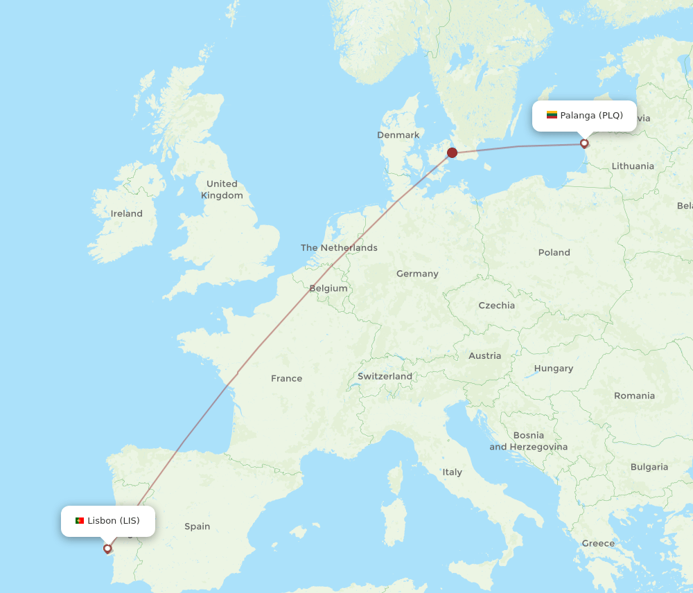 PLQ-LIS flight routes