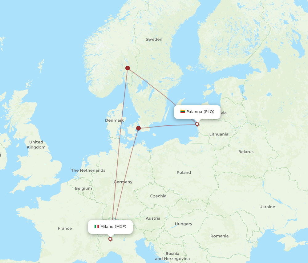 PLQ-MXP flight routes