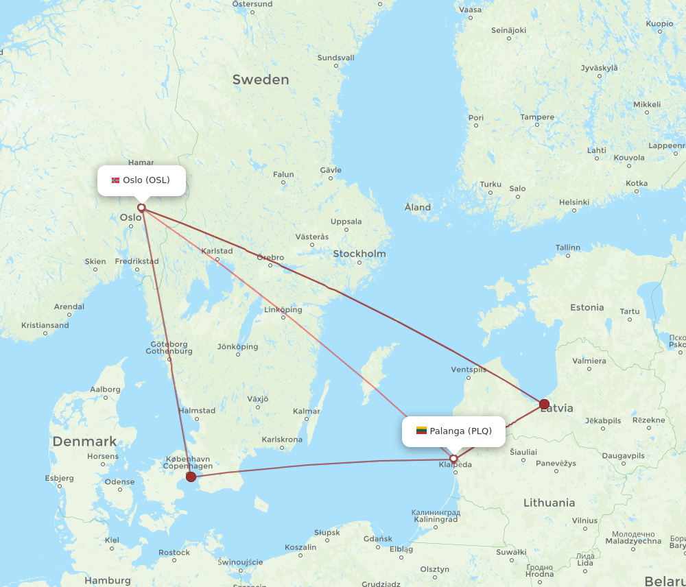 PLQ-OSL flight routes