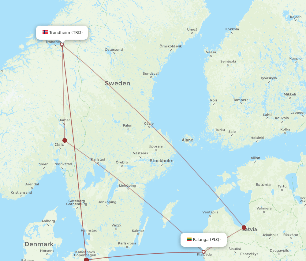 PLQ-TRD flight routes