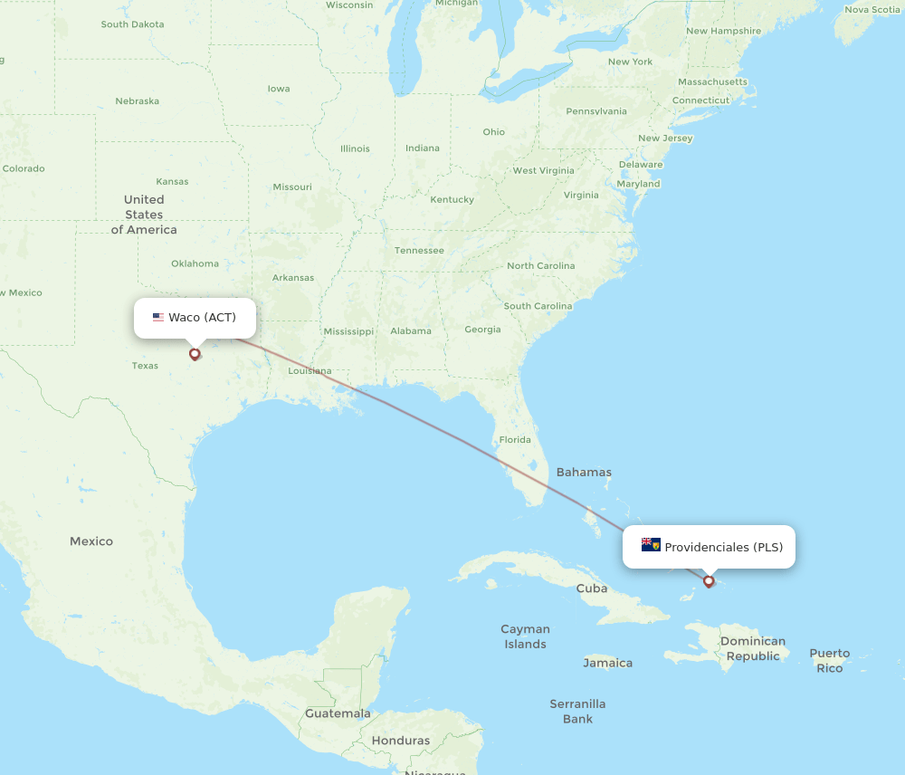 PLS-ACT flight routes