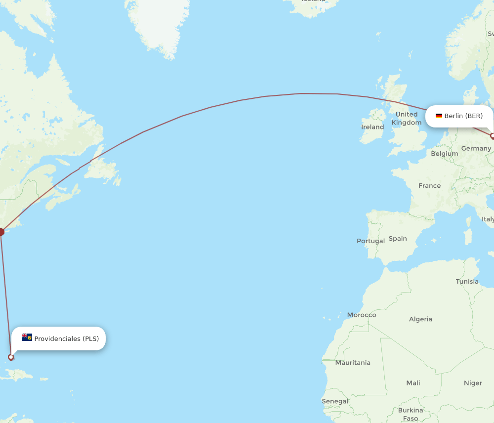 BER to PLS flights and routes map