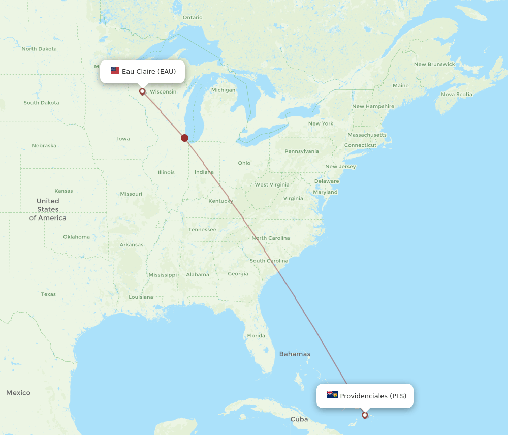 PLS-EAU flight routes