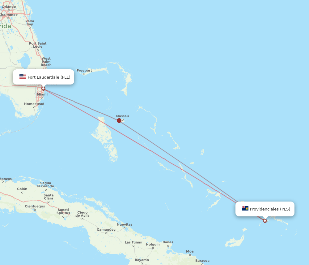 PLS-FLL flight routes