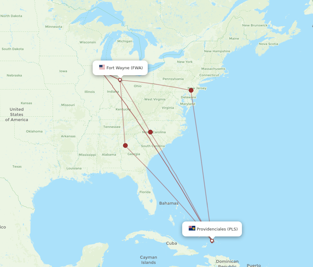 PLS-FWA flight routes