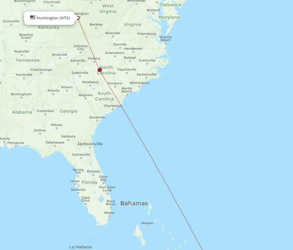 PLS to HTS flights and routes map