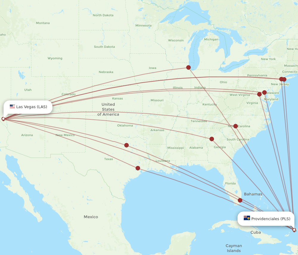 PLS-LAS flight routes