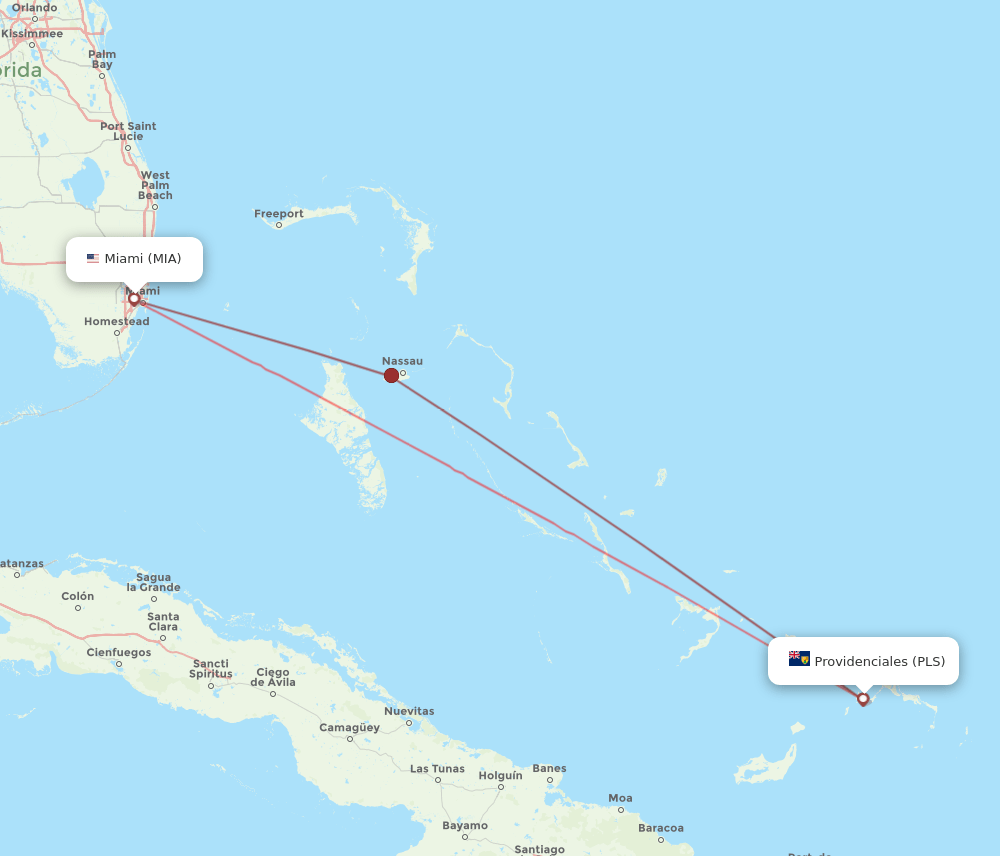 PLS-MIA flight routes