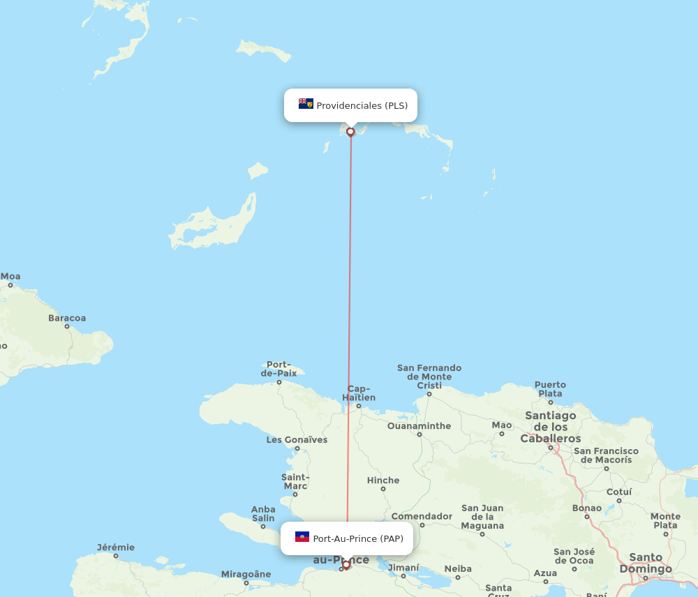 PLS to PAP flights and routes map