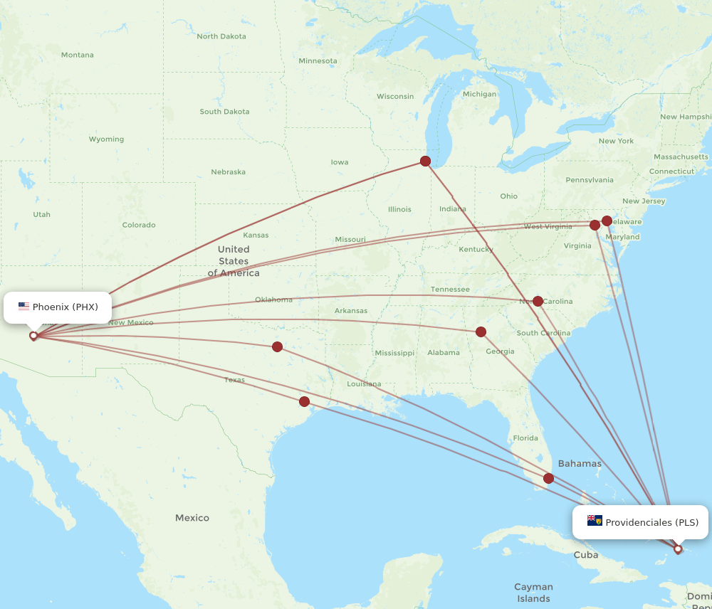 PLS-PHX flight routes