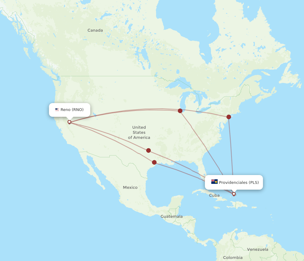 PLS-RNO flight routes