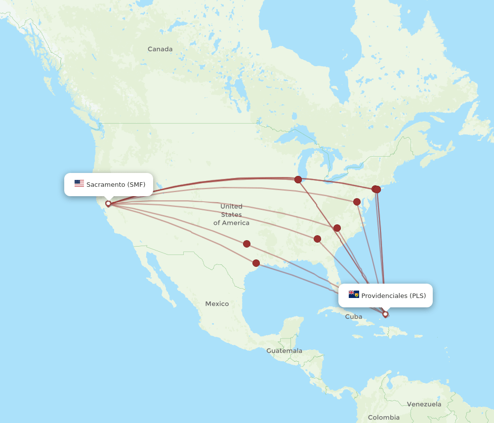PLS-SMF flight routes