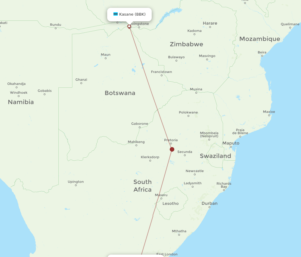 PLZ-BBK flight routes