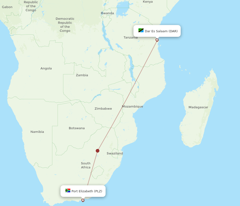 PLZ-DAR flight routes