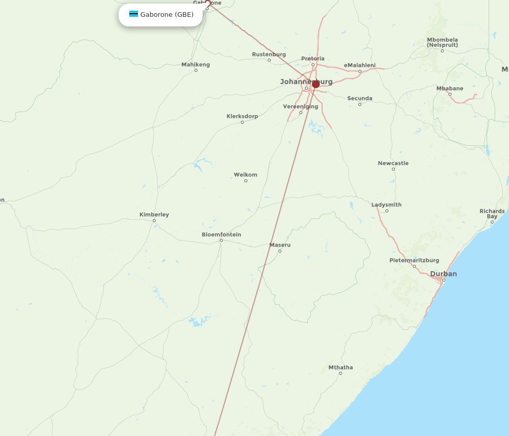 PLZ-GBE flight routes