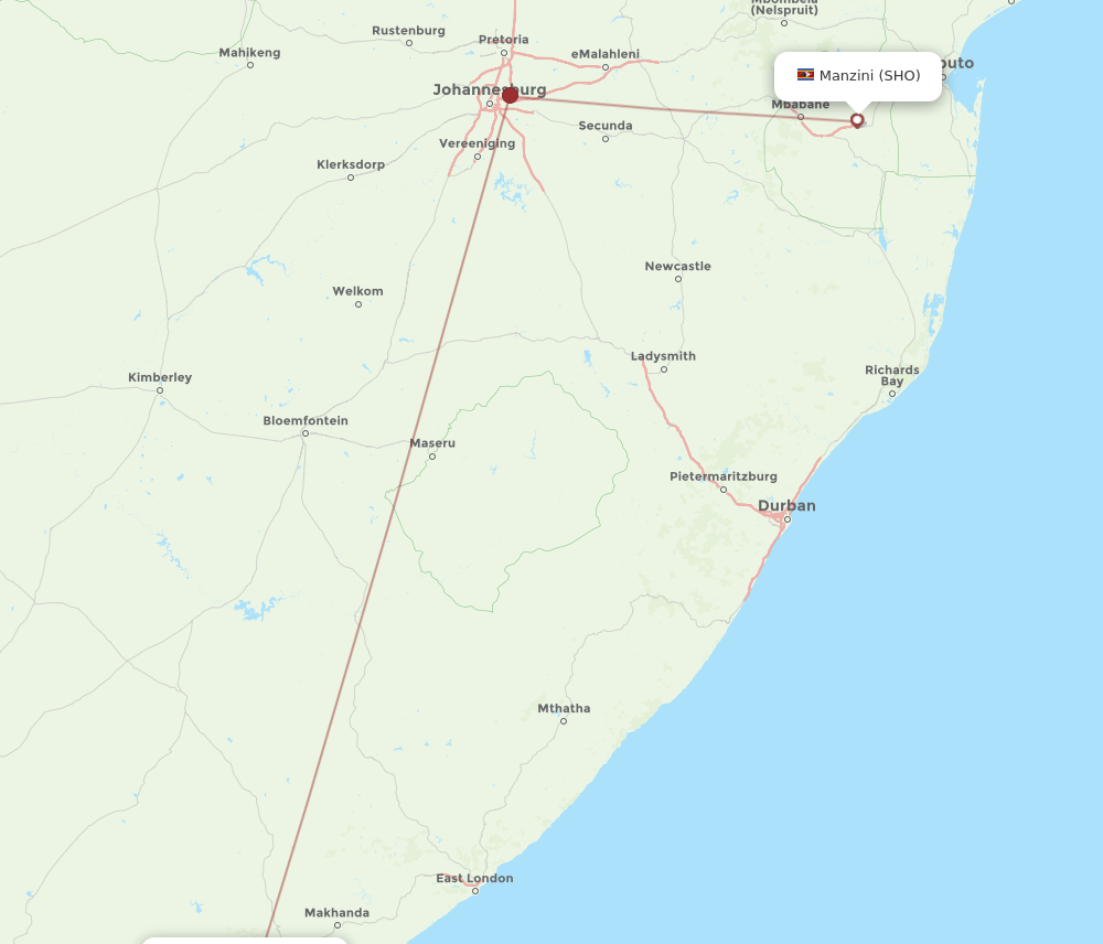 PLZ-SHO flight routes