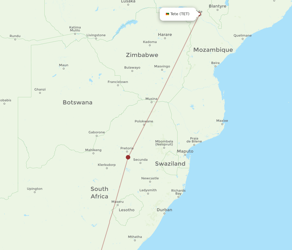 PLZ-TET flight routes
