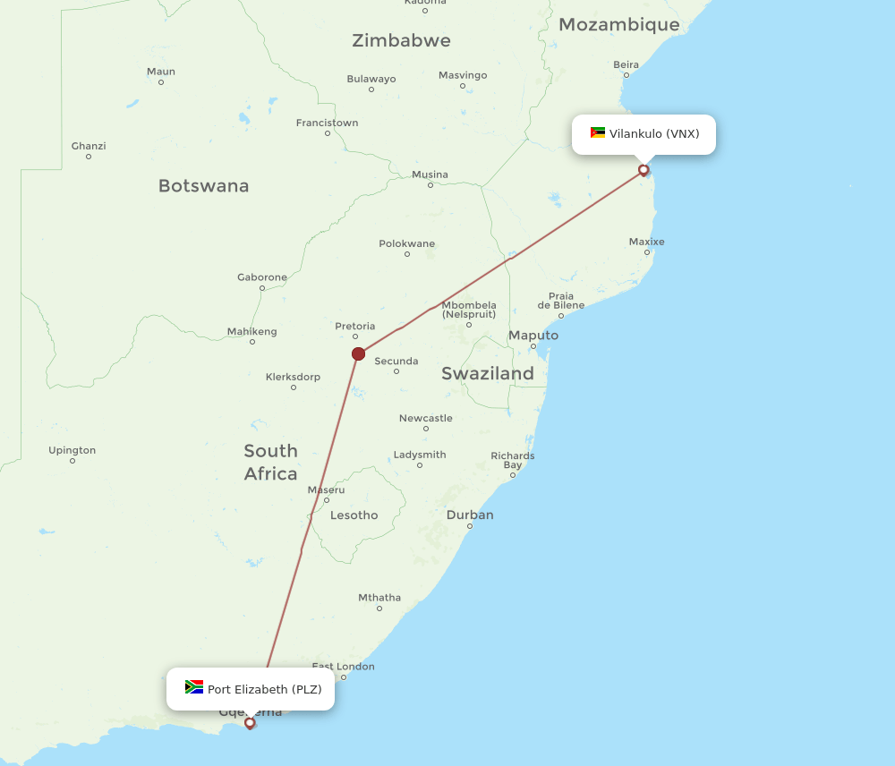PLZ-VNX flight routes