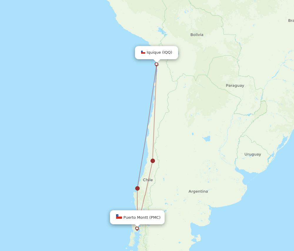 PMC to IQQ flights and routes map