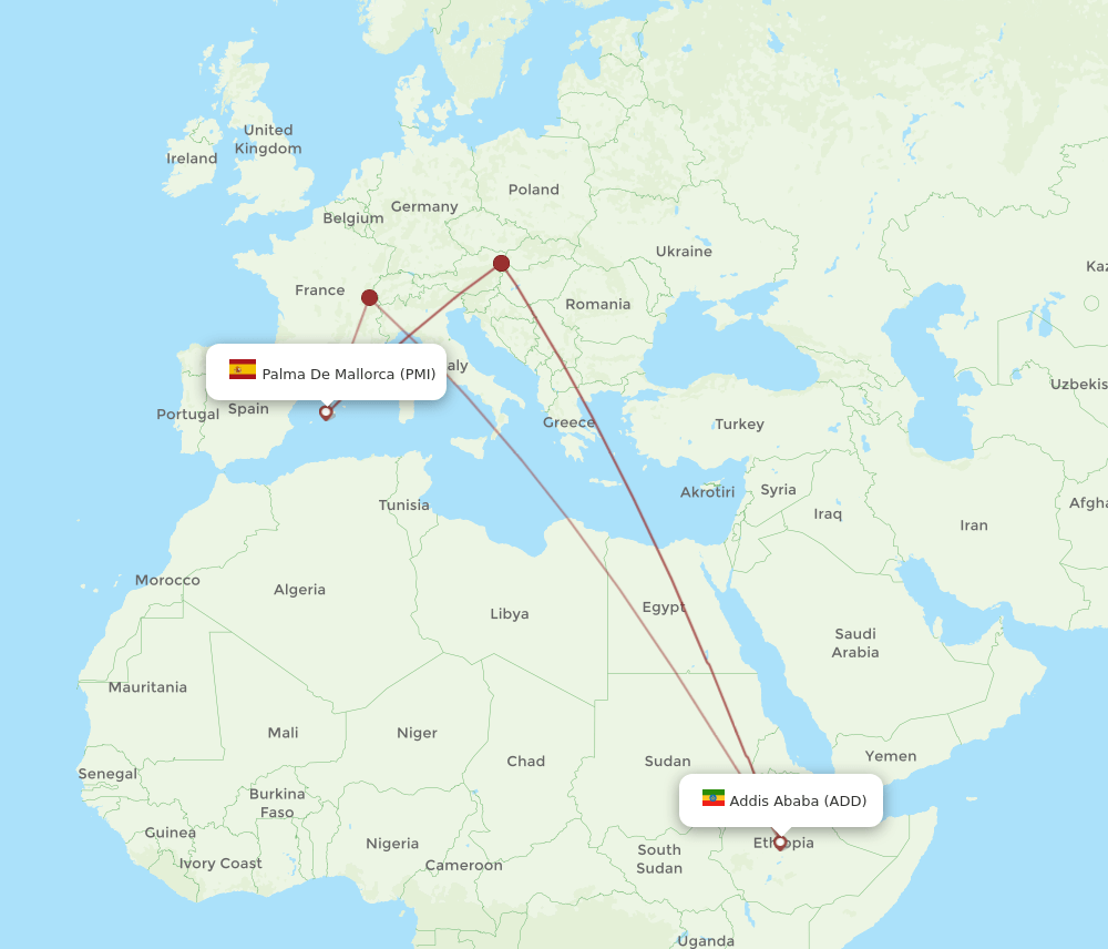 PMI-ADD flight routes
