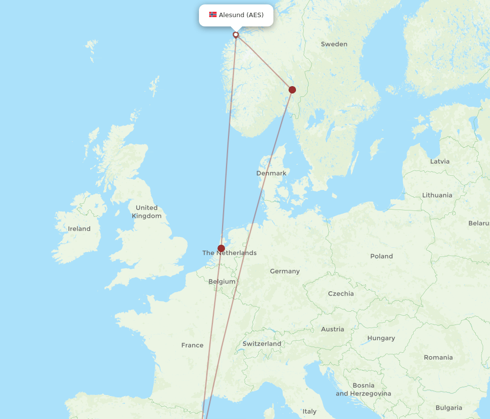 PMI-AES flight routes