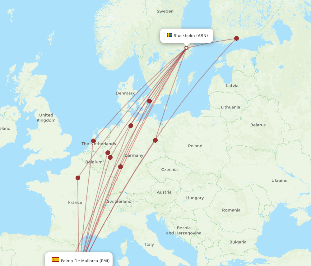 PMI-ARN flight routes