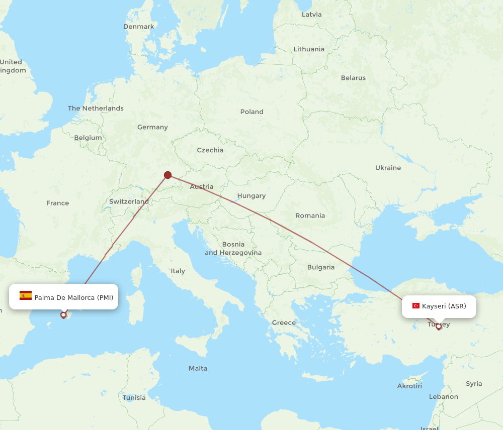 PMI to ASR flights and routes map