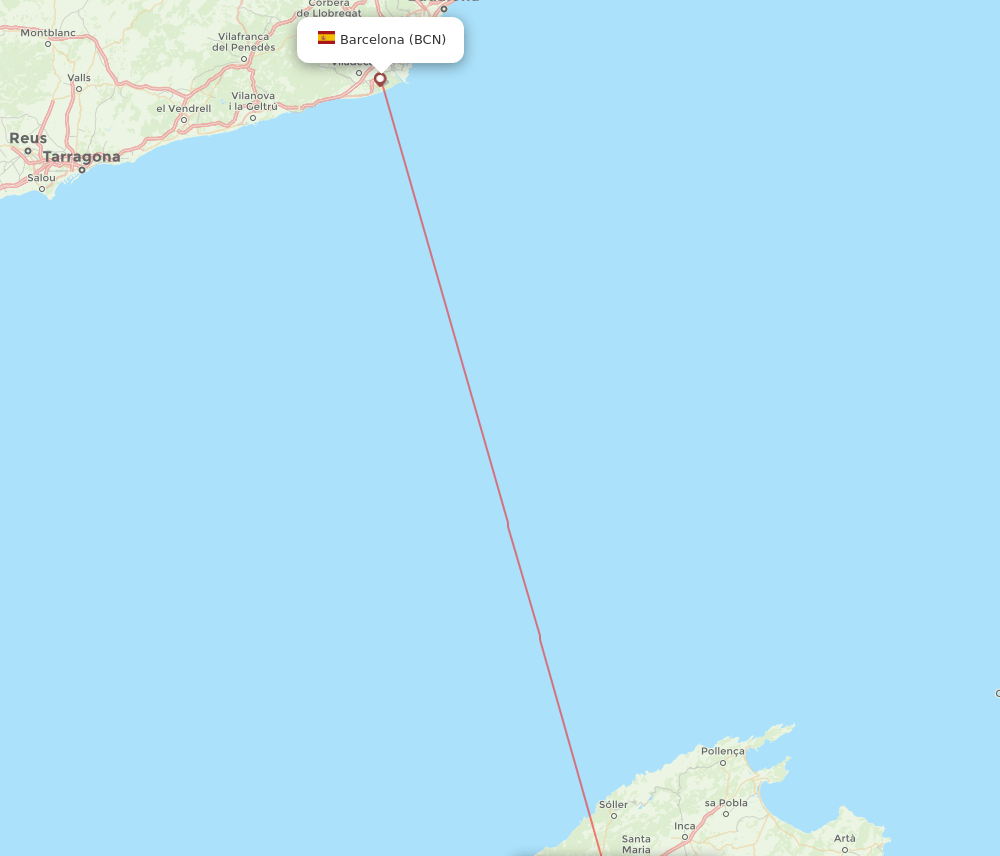 PMI to BCN flights and routes map