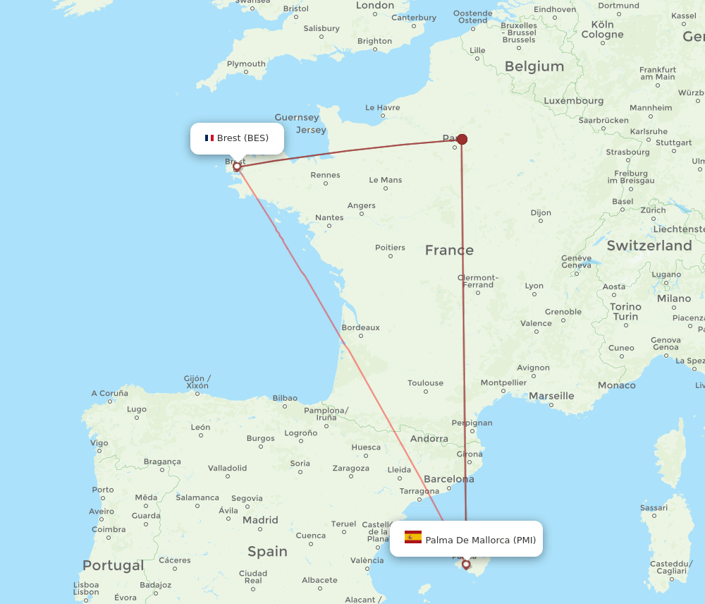 PMI-BES flight routes