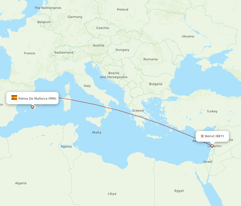 PMI-BEY flight routes