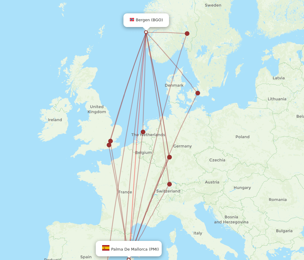 PMI-BGO flight routes