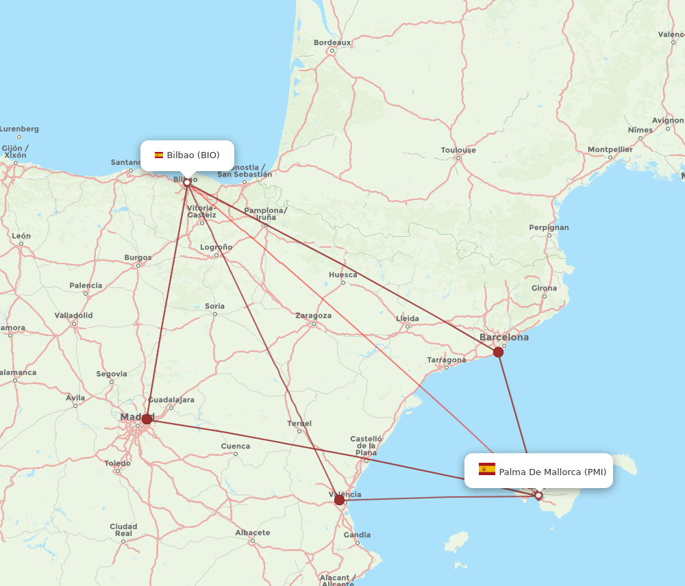 PMI-BIO flight routes
