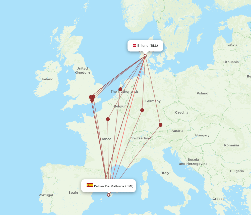 PMI-BLL flight routes