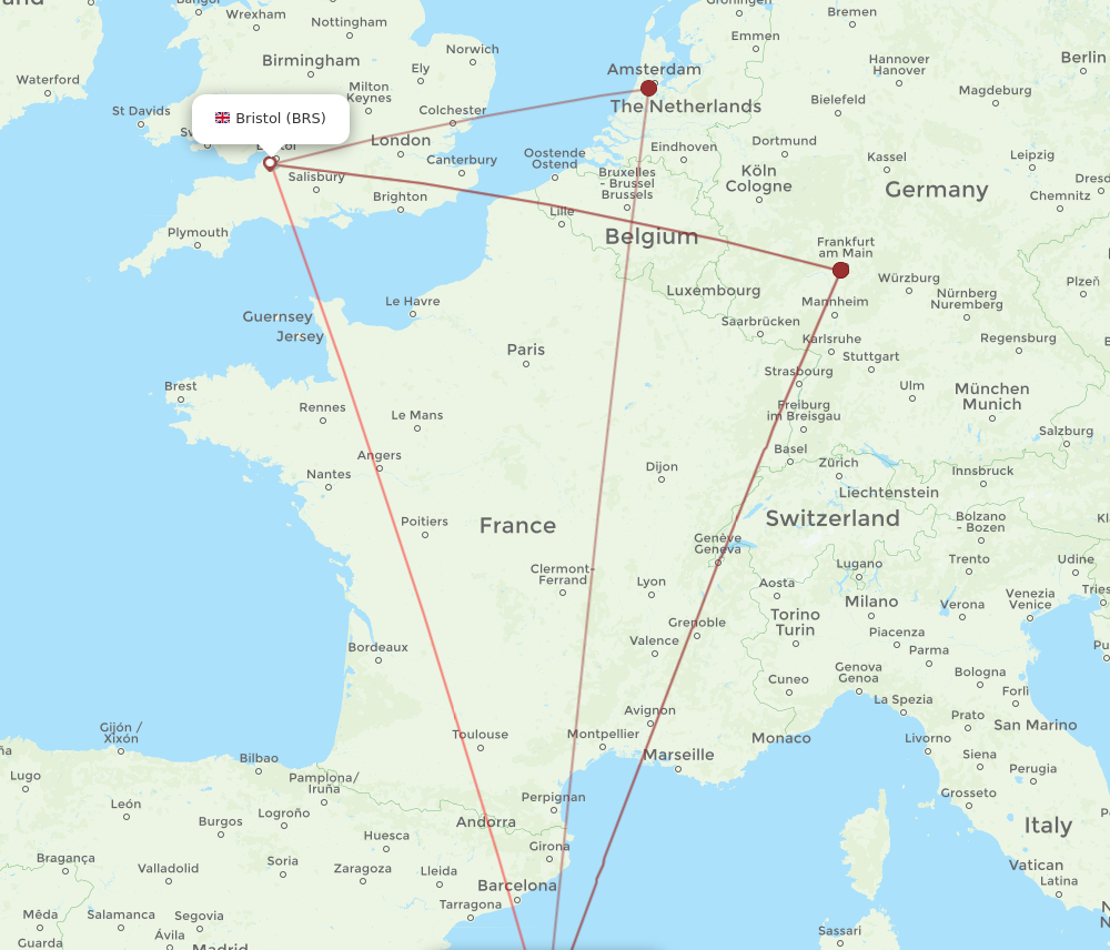 PMI to BRS flights and routes map