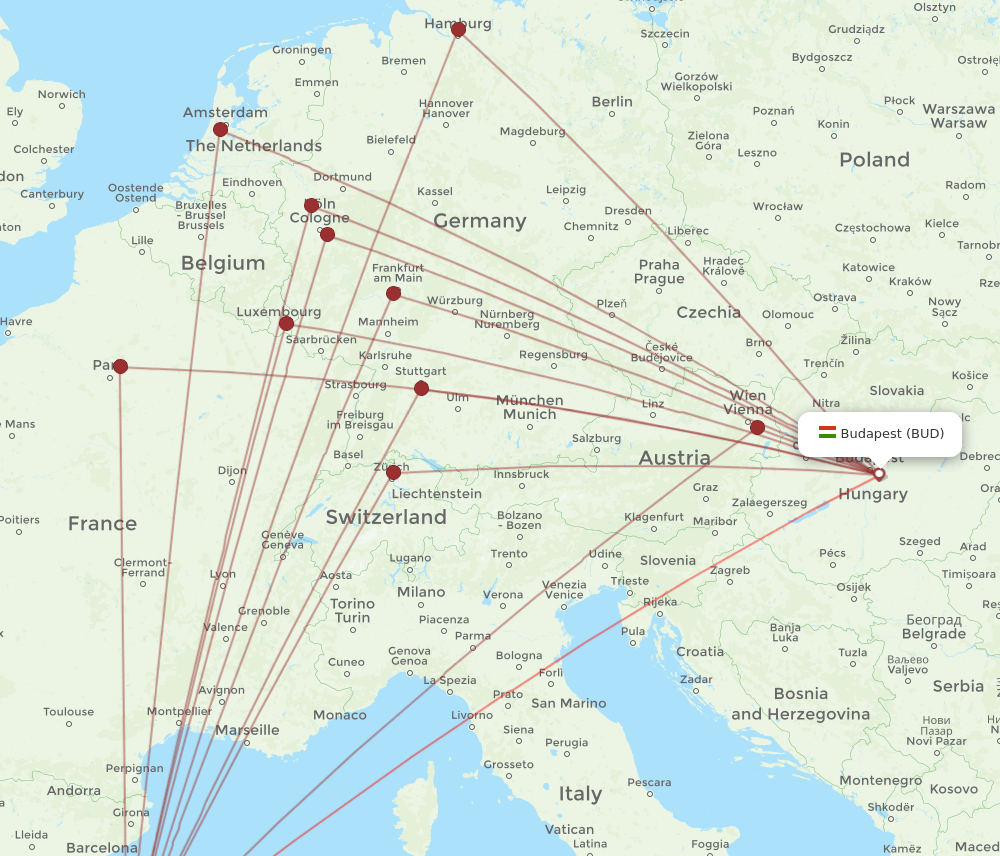 PMI-BUD flight routes