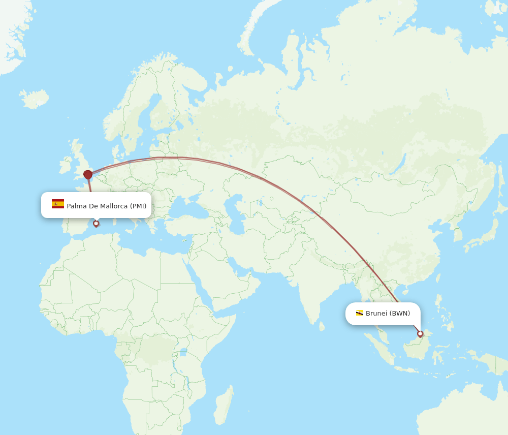 PMI-BWN flight routes