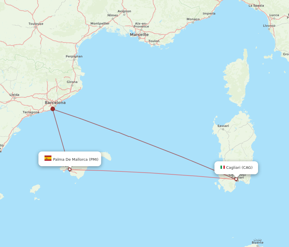 PMI-CAG flight routes