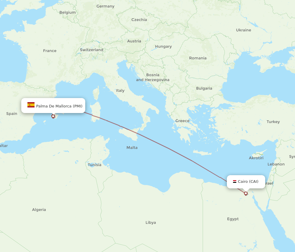 PMI to CAI flights and routes map