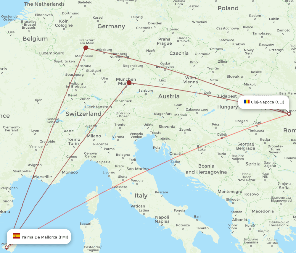 PMI to CLJ flights and routes map