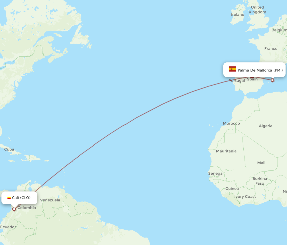 PMI-CLO flight routes