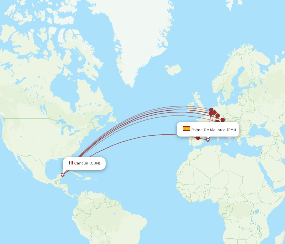 PMI-CUN flight routes