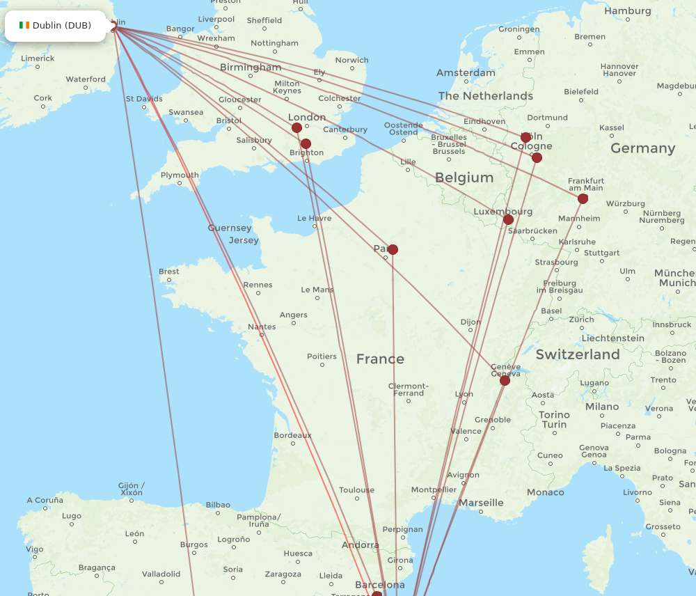PMI to DUB flights and routes map