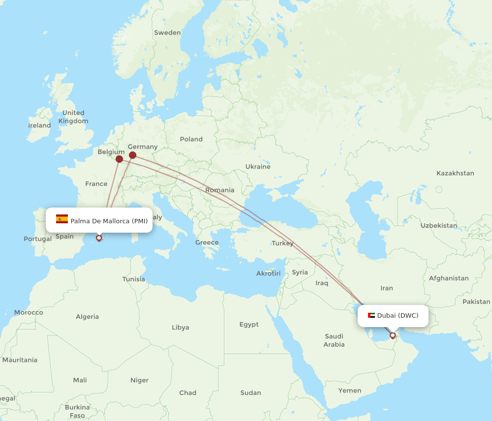 PMI-DWC flight routes