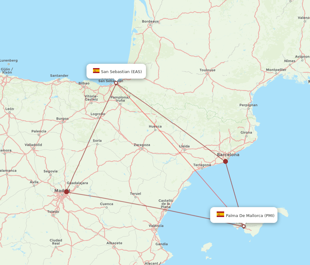 PMI to EAS flights and routes map